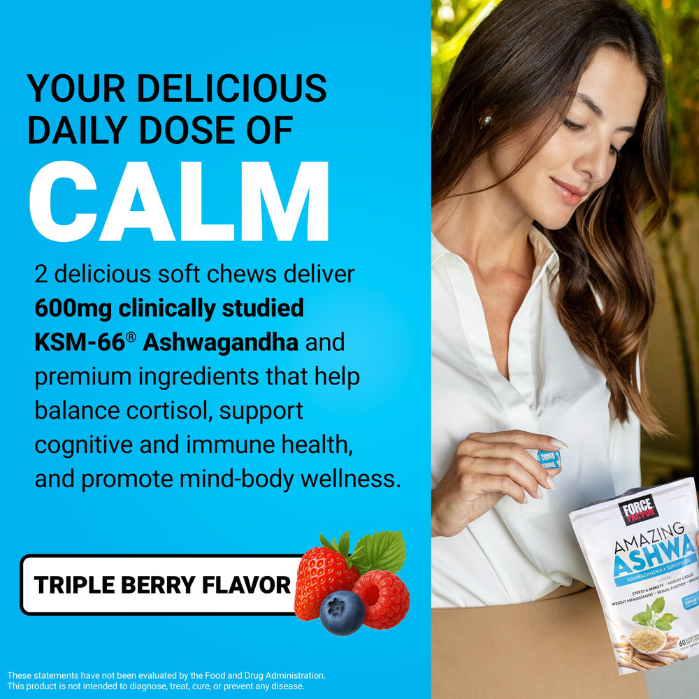 Force Factor Amazing Ashwa bottle label showing KSM-66 and nutrients