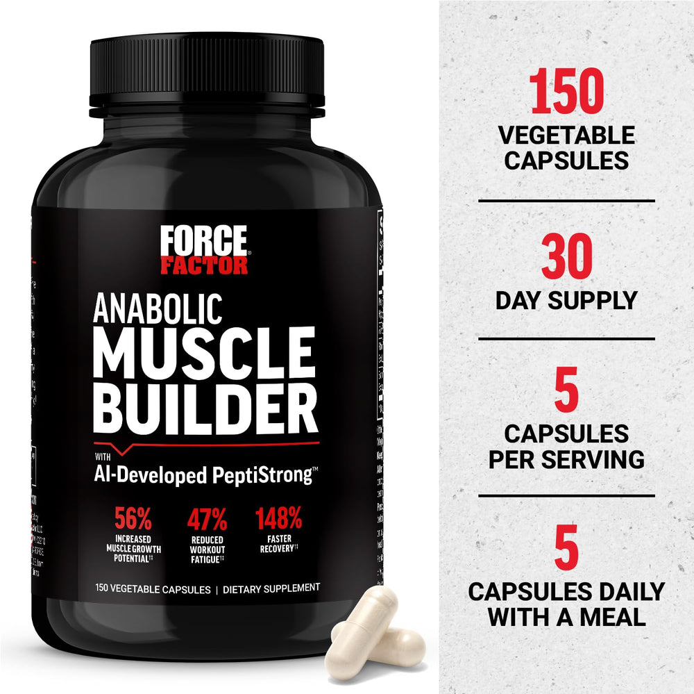 Force Factor Anabolic AI PeptiStrong illustration shows science-backed formula