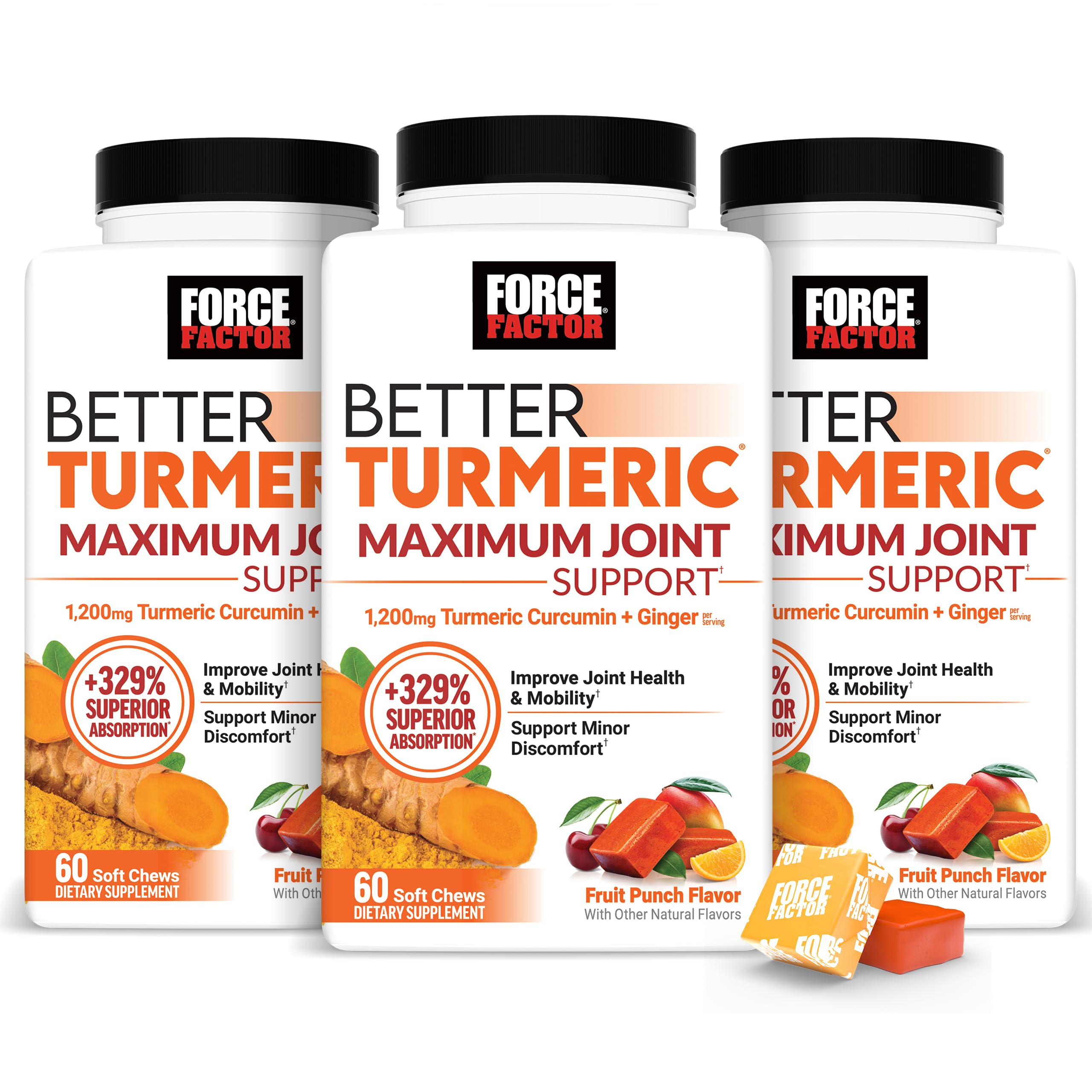 Force Factor Better Turmeric bottle shown for on-the-go joint comfort.