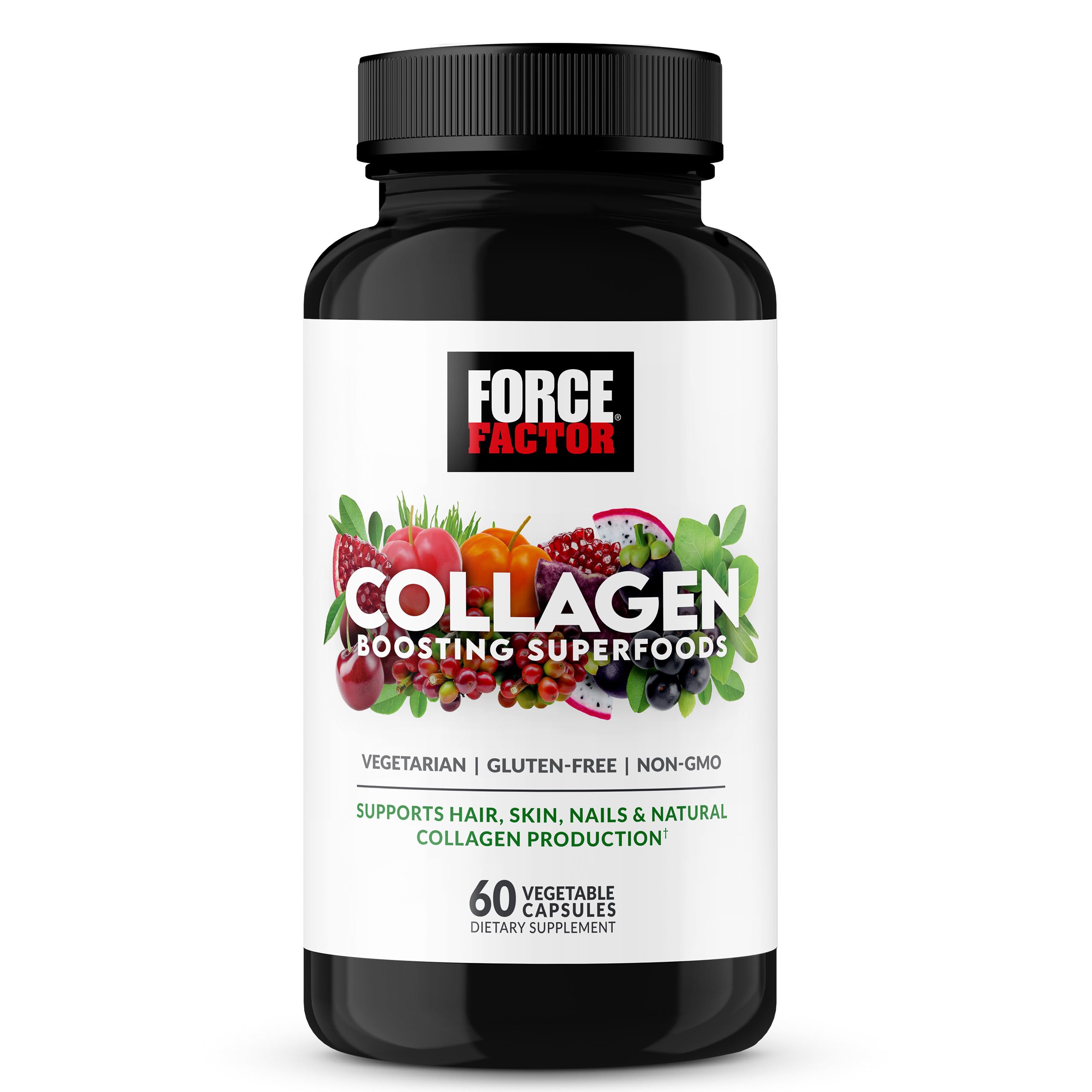 Force Factor Collagen Boosting Superfoods bottle cap showing daily serving.