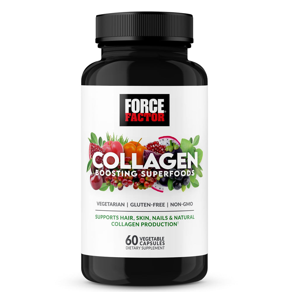 Force Factor Collagen Boosting Superfoods bottle cap showing daily serving.