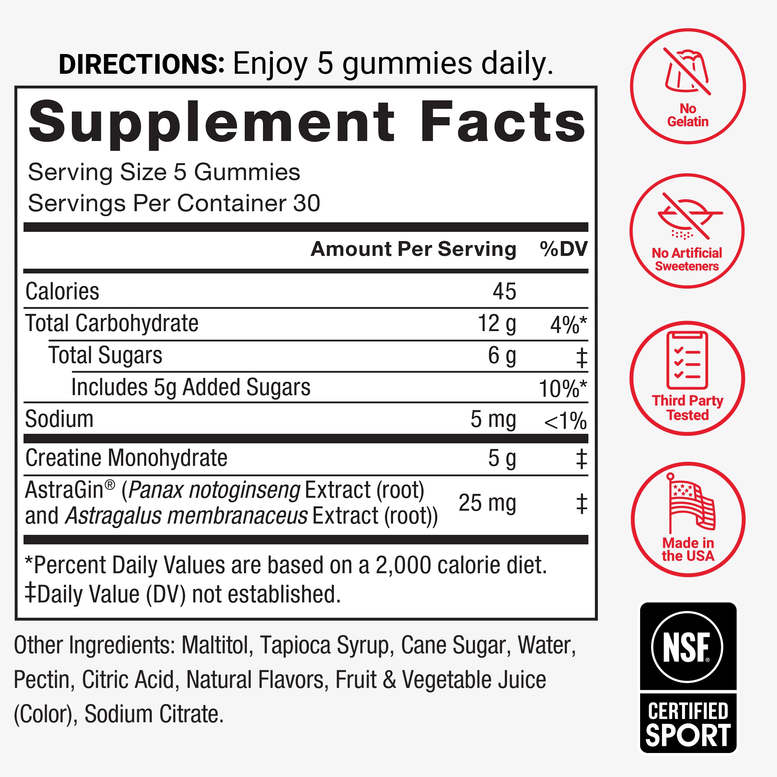 Close-up of Force Factor Creatine Gummies texture and vibrant color