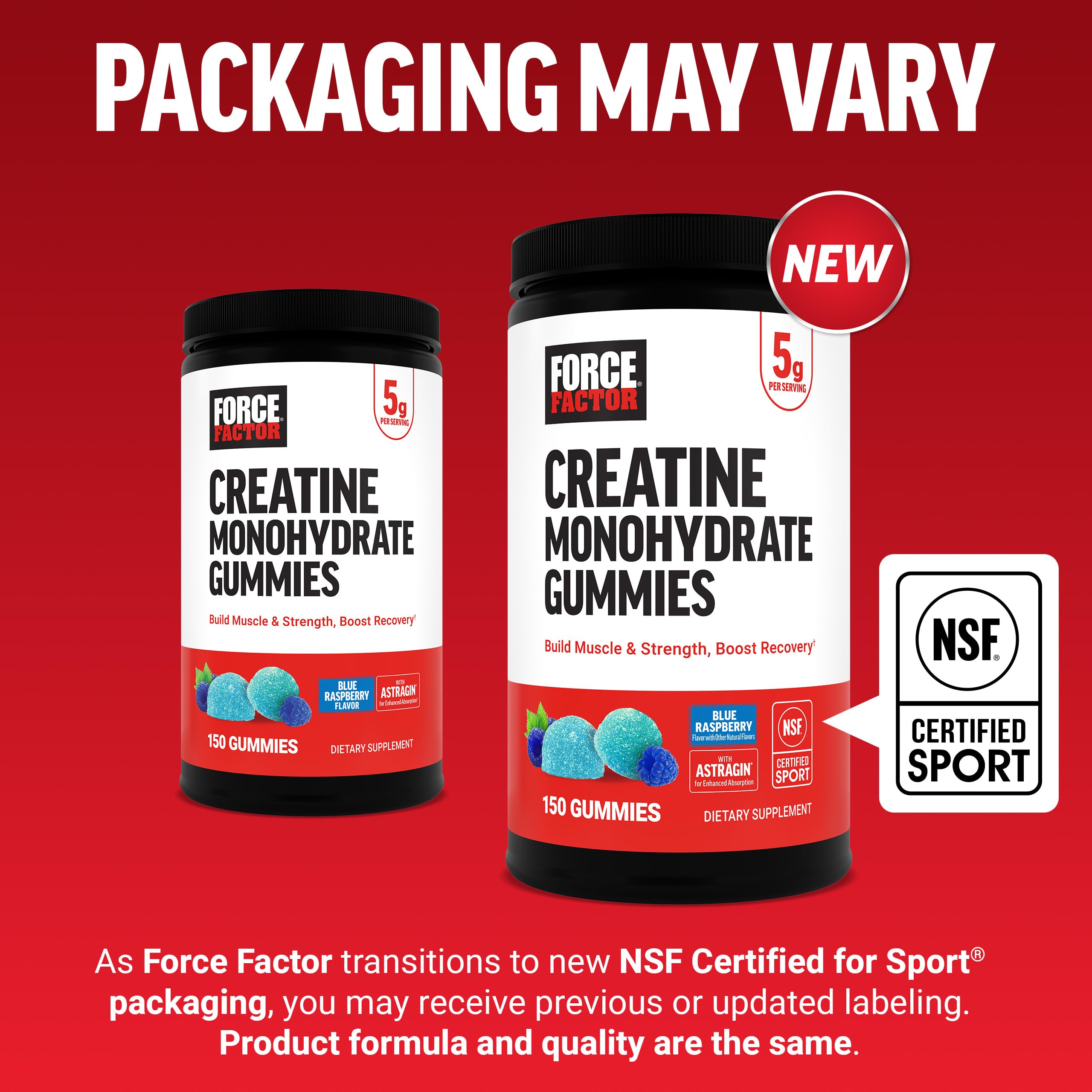 Force Factor Creatine Gummies NSF Certified for Sport badge ensures quality