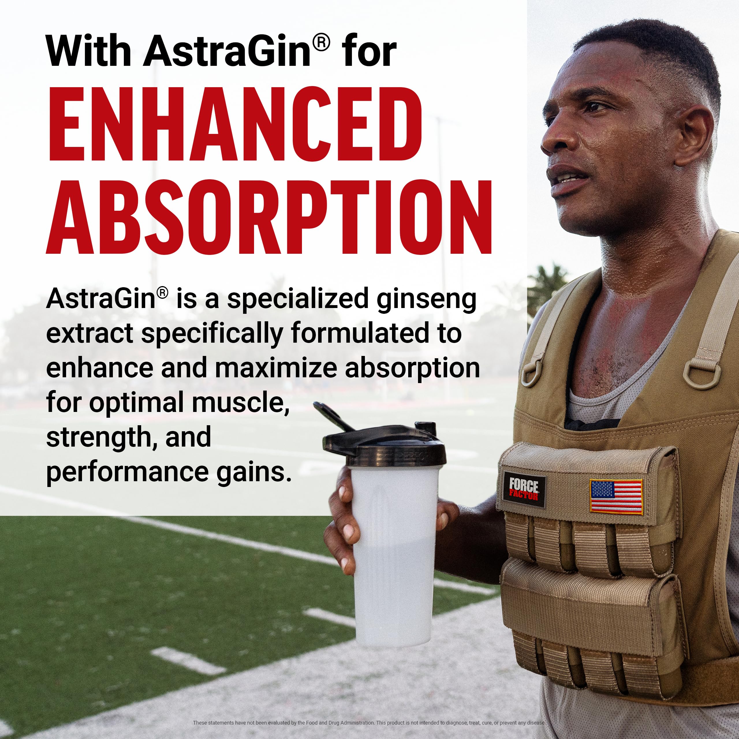 Force Factor Creatine HMB Powder athletic scene showing energy and focus