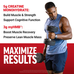 Force Factor Creatine HMB Powder measuring scoop highlights precise 5g dose for workouts