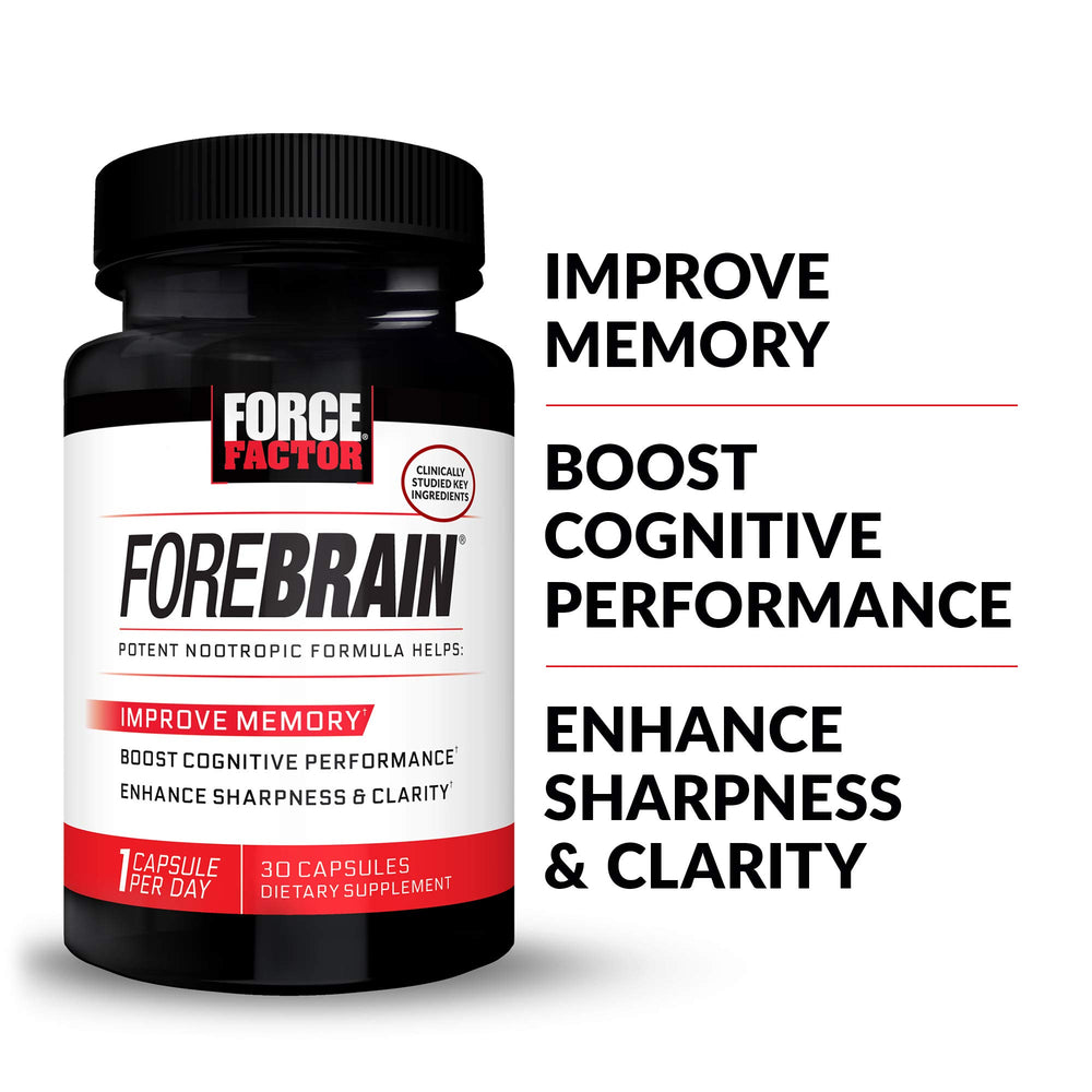 Front of Force Factor Forebrain packaging highlighting triple-action