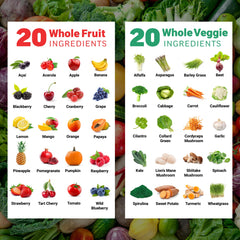 Force Factor Fruits & Veggies bottle side view highlighting compact design.