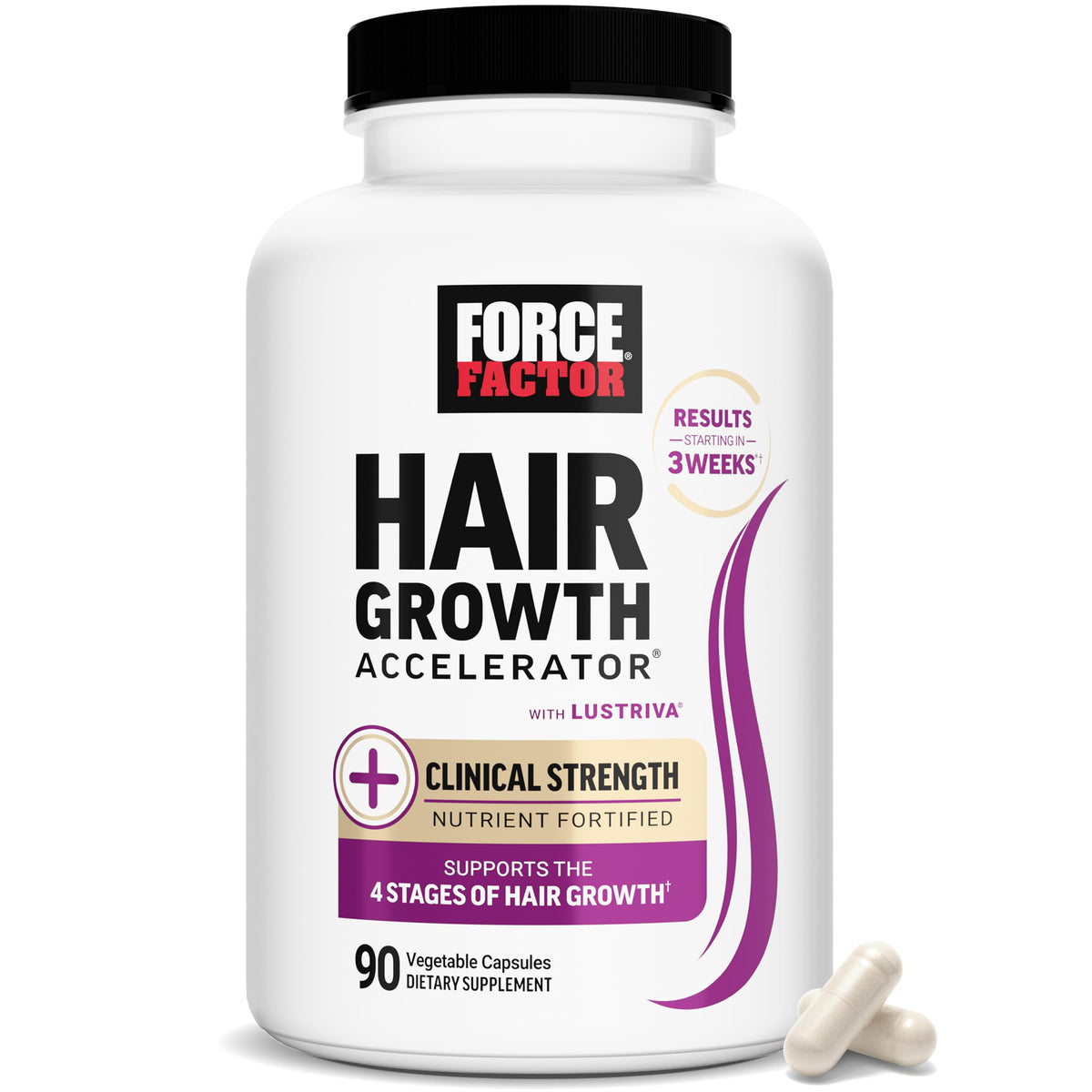 Force Factor Hair Growth Accelerator bottle for daily wellness support.