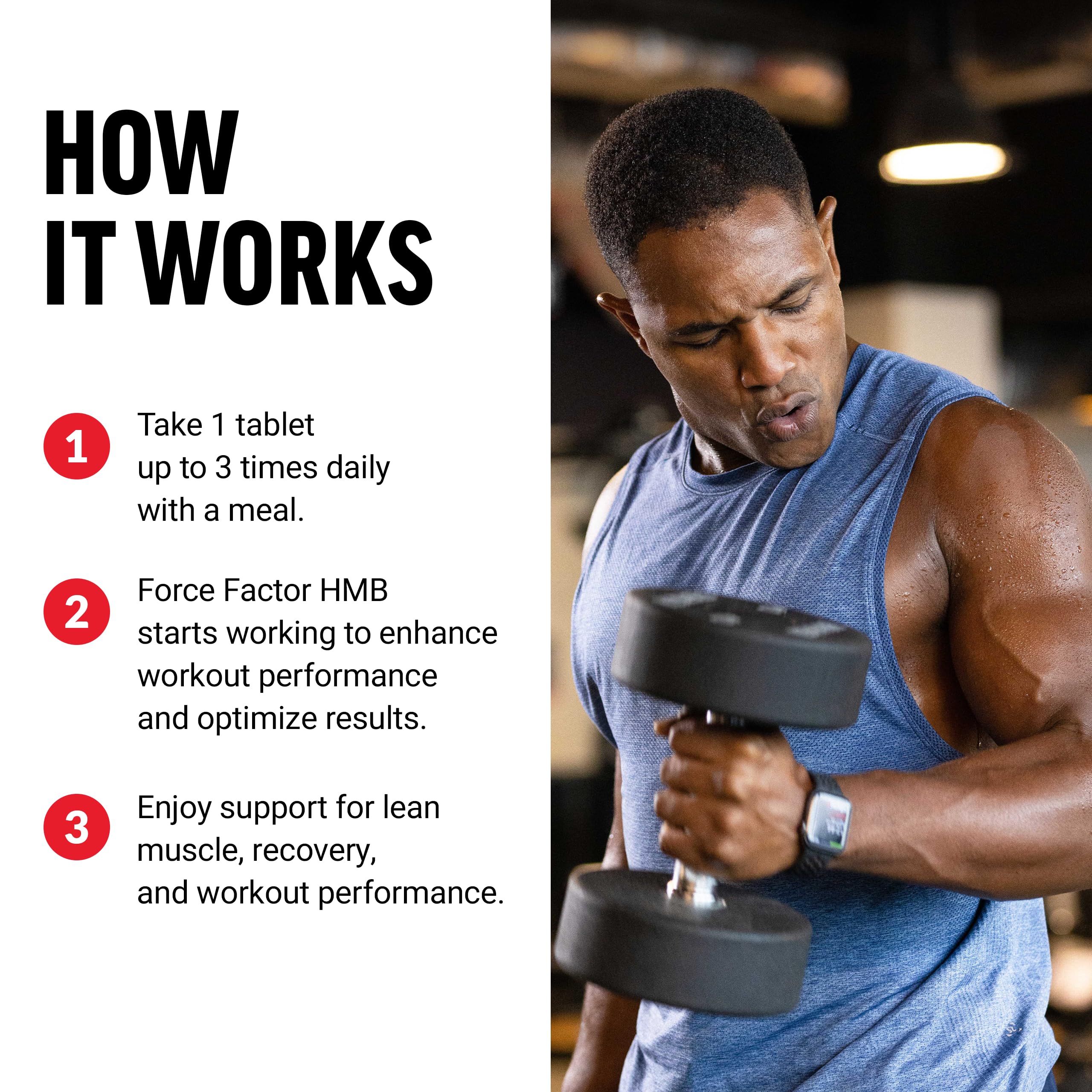Daily dose tablets of Force Factor HMB ready for daily use