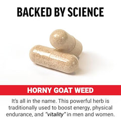 Force Factor Horny Goat Weed label detail showing 750 mg daily dose