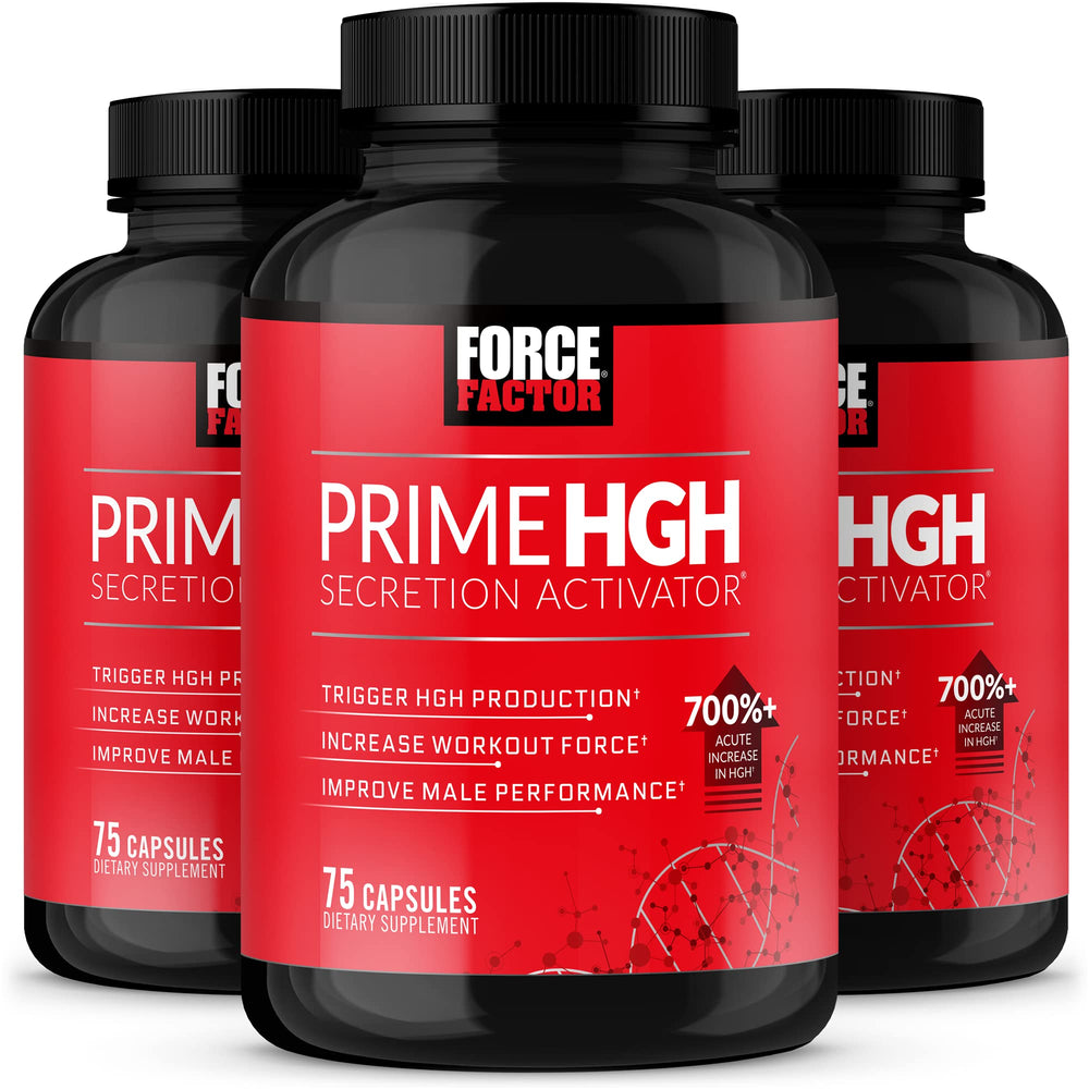Force Factor Prime HGH Secretion Activator 3-pack box, ready for daily training routines.