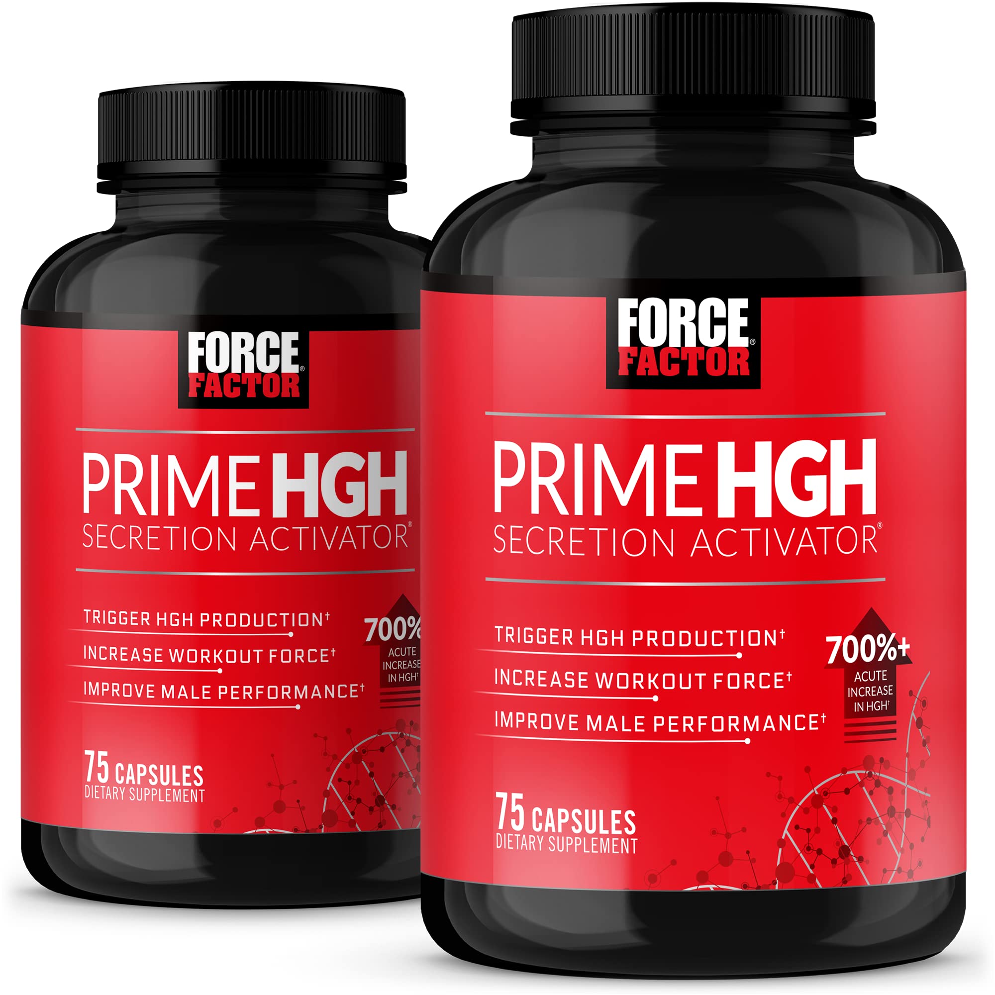 Force Factor Prime HGH Secretion Activator bottle on gym mat for enhanced training focus.