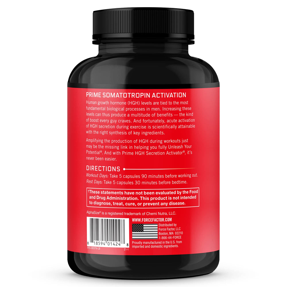 Label details of Force Factor Prime HGH Secretion Activator showing ingredients.