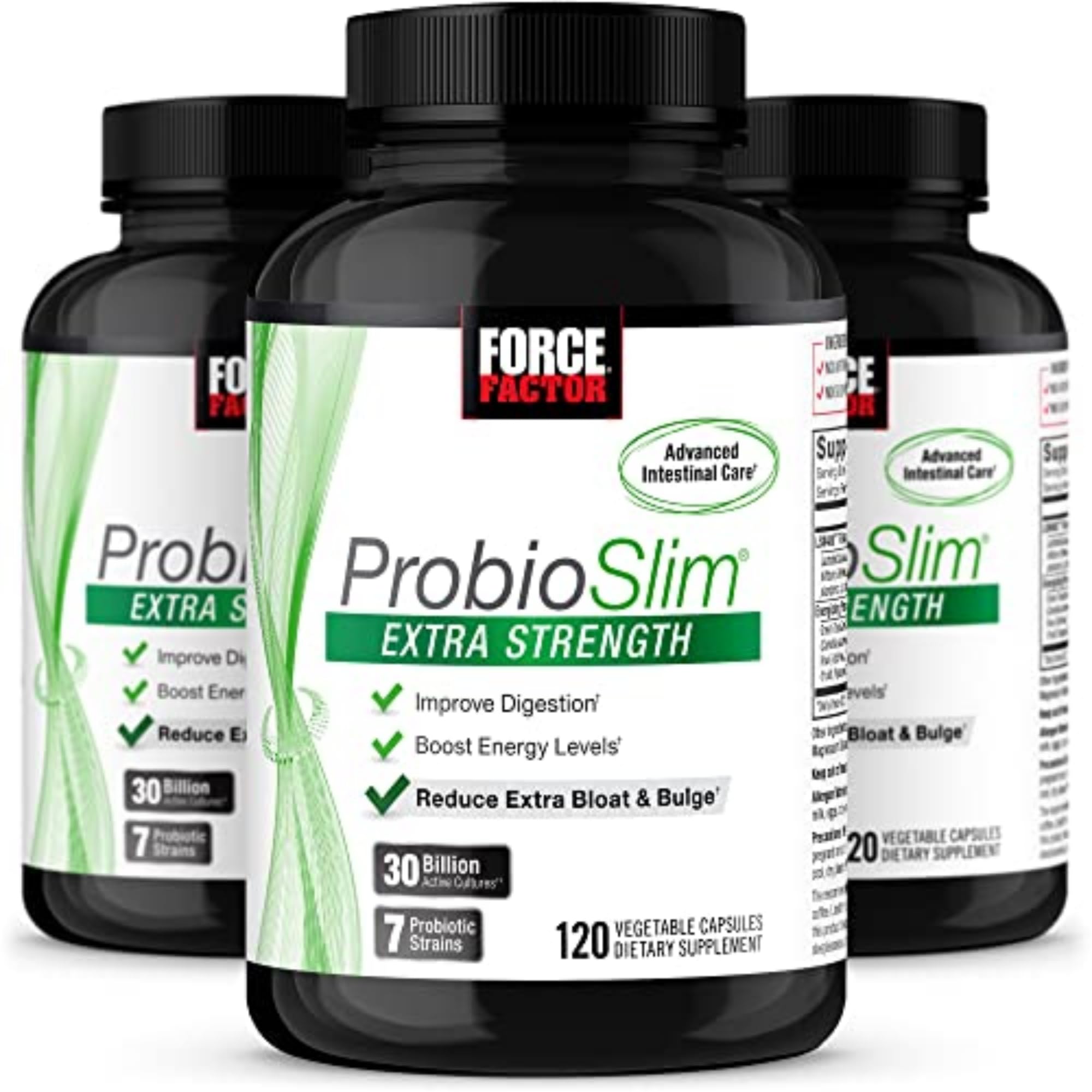 Force Factor ProbioSlim extra-strength bottle supports daily gut health.