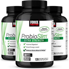 Force Factor ProbioSlim extra-strength bottle supports daily gut health.