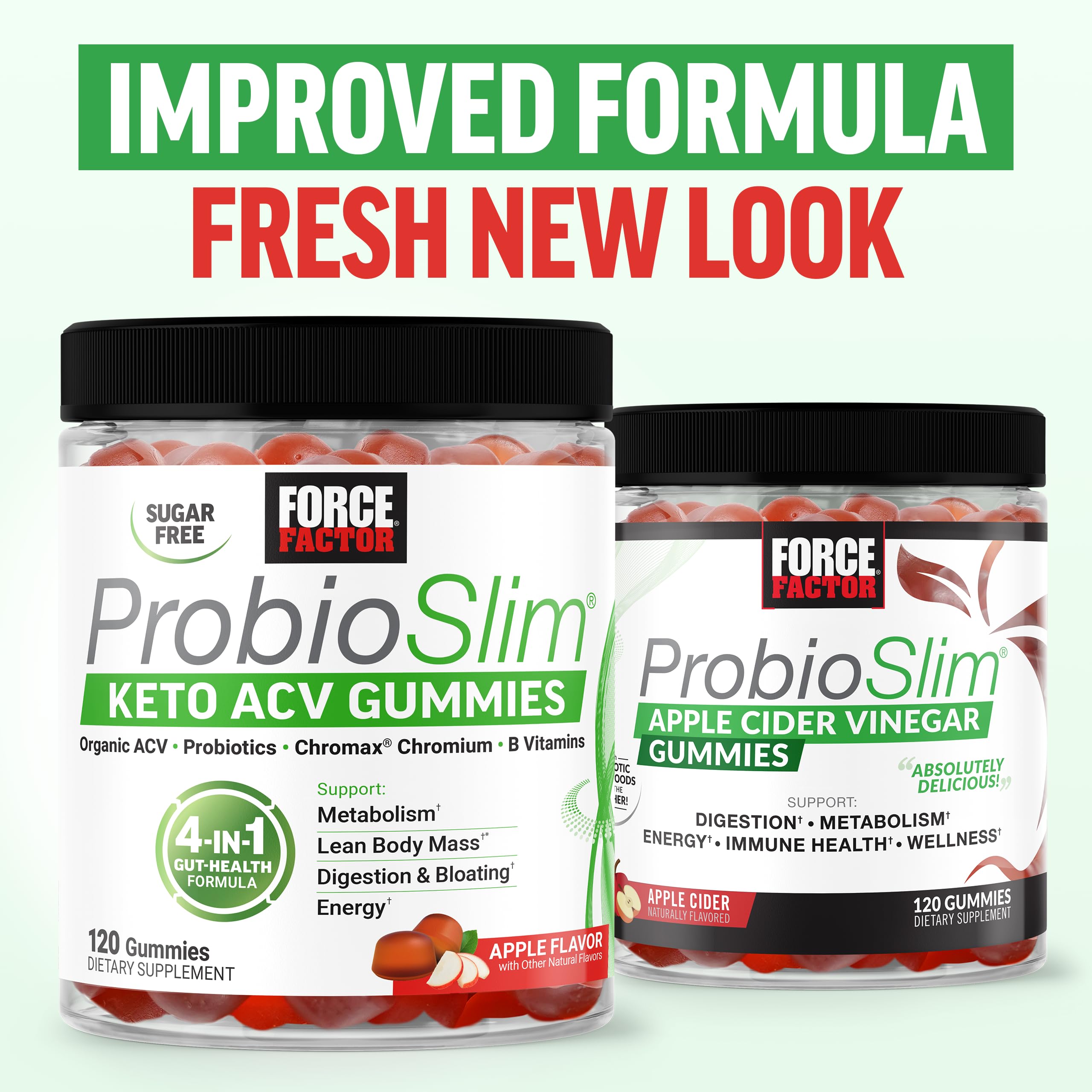 Serving size visual of ProbioSlim gummies highlighting 1 net carb per serving.