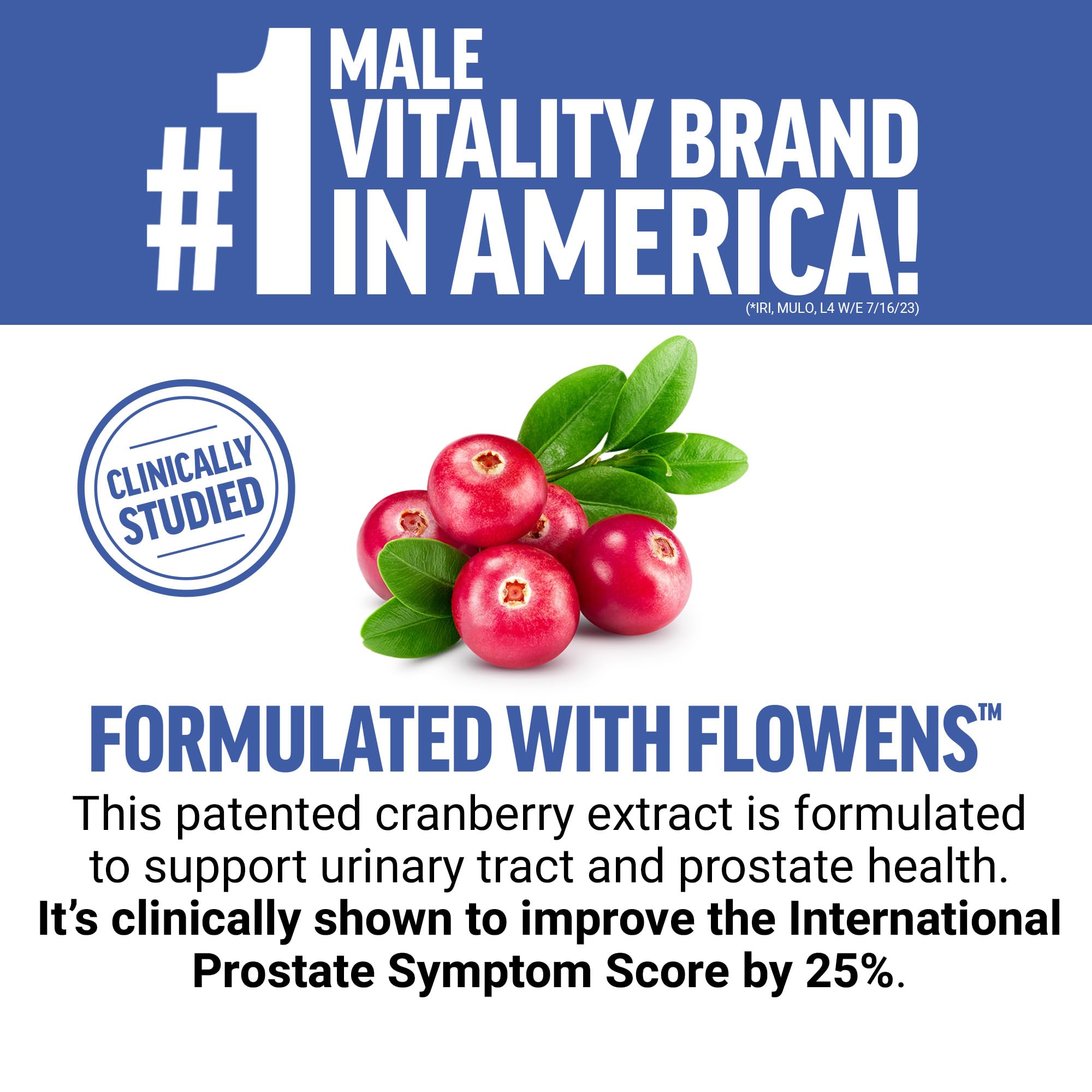 Force Factor Prostate Advanced label details highlighting Flowens cranberry extract.