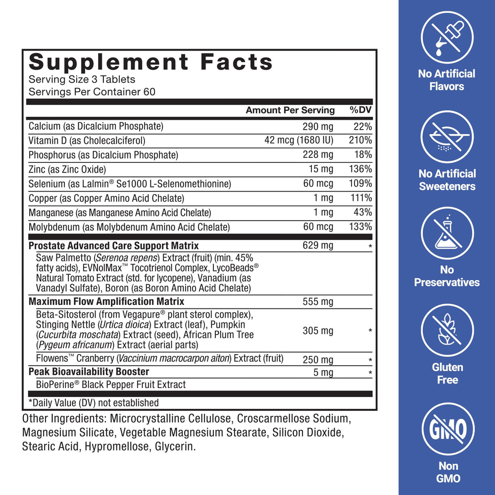 Force Factor Prostate Advanced tablets dispensed for daily use.