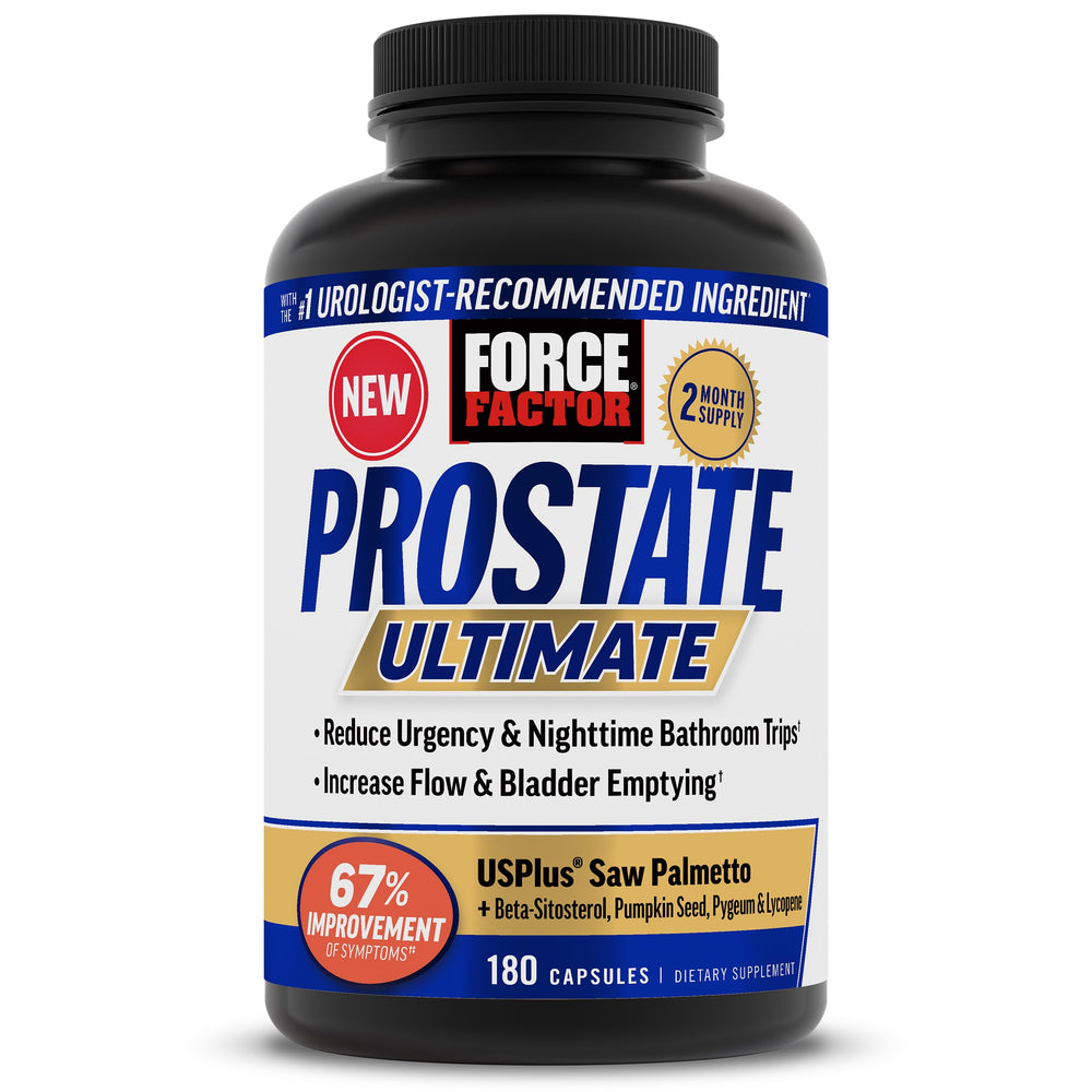Force Factor Prostate Ultimate bottle front highlighting premium prostate health support