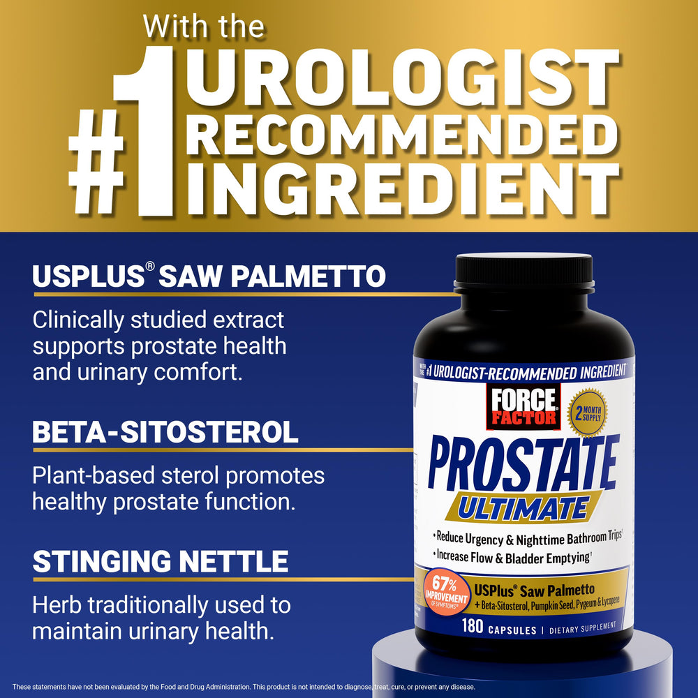 Force Factor Prostate Ultimate capsules close-up for daily urinary comfort support