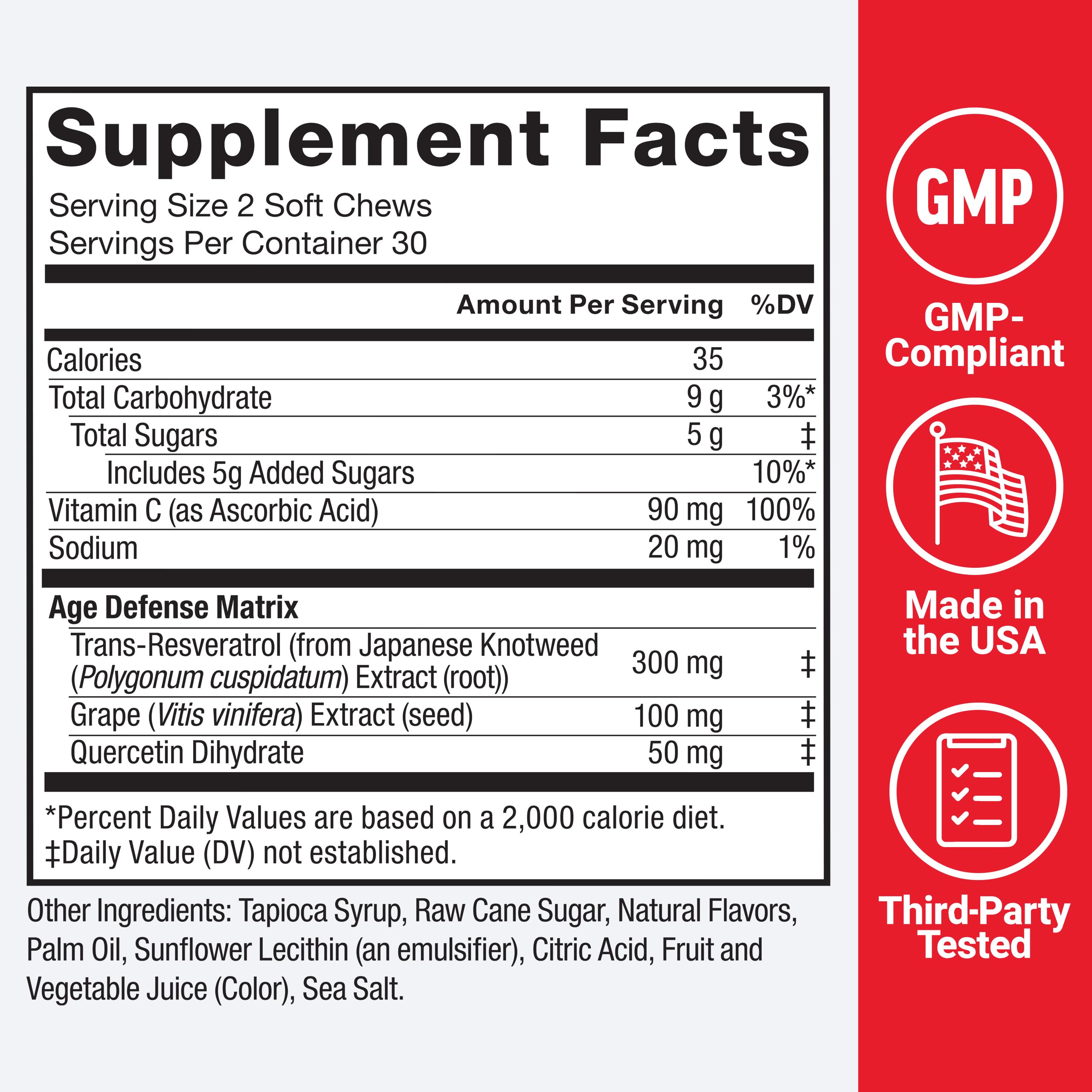 Force Factor Resveratrol individually wrapped chews for on-the-go convenience.