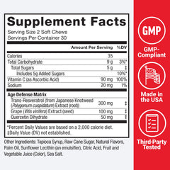 Force Factor Resveratrol individually wrapped chews for on-the-go convenience.