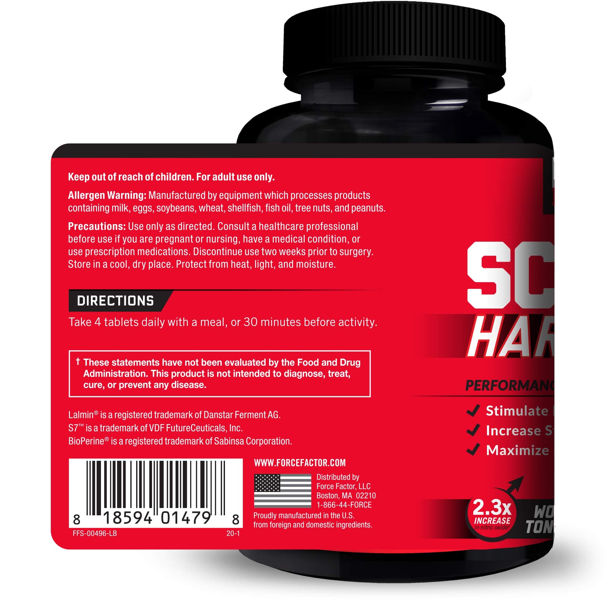 Force Factor SCORE 2 Pack tablets displayed compact dose for on the go stamina