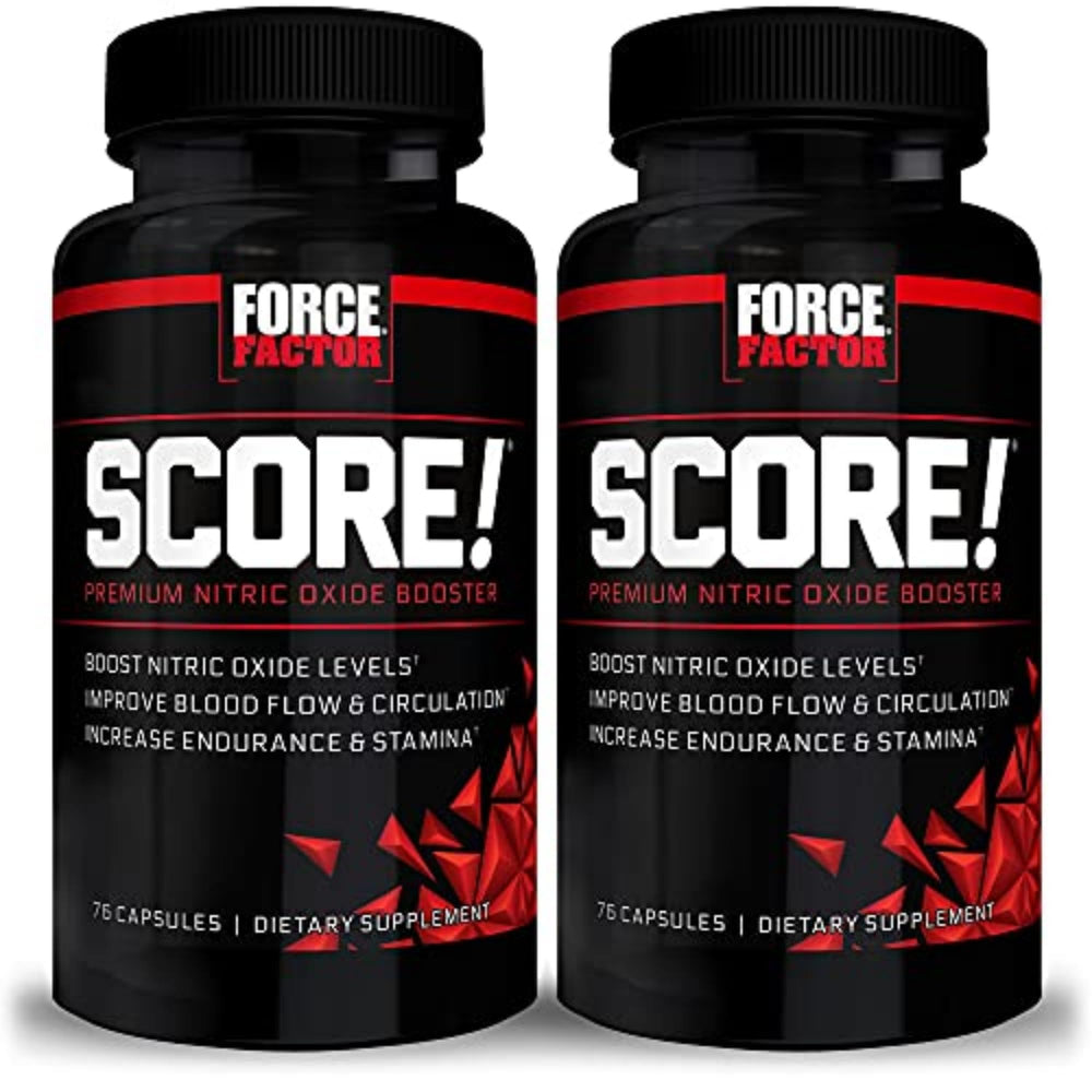 Force Factor Score bottle front, energy support for workouts.