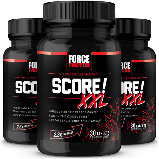 Force Factor Score! XXL bottle front showing potential nitric oxide support for workouts.