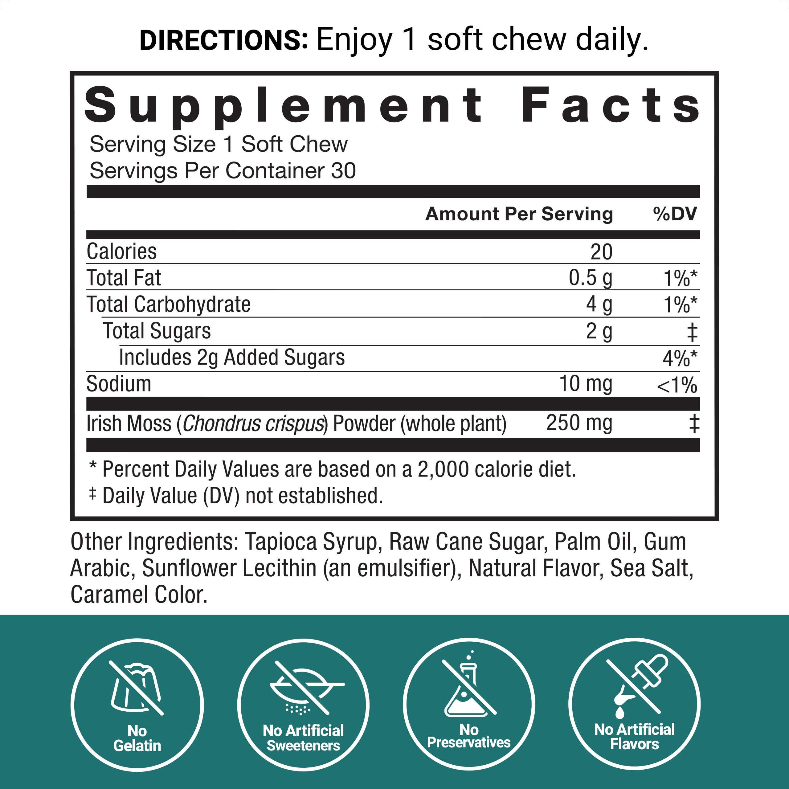 Saltered caramel flavor close-up of Force Factor Sea Moss Soft Chews, appealing and delicious
