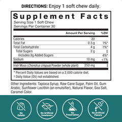 Saltered caramel flavor close-up of Force Factor Sea Moss Soft Chews, appealing and delicious
