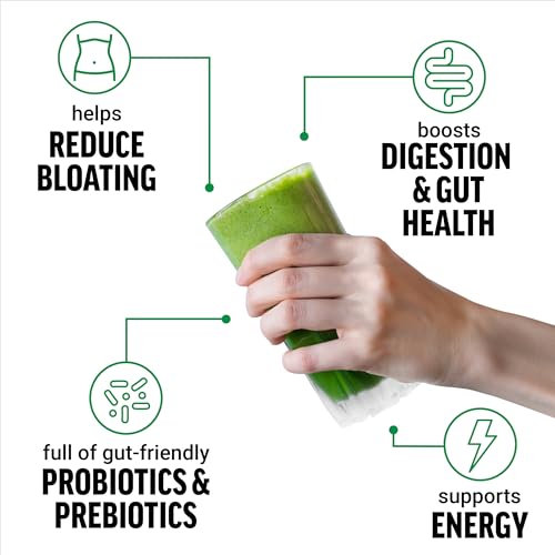 Force Factor Smarter Greens bottle pour shows quick mix into water for a refreshing boost.