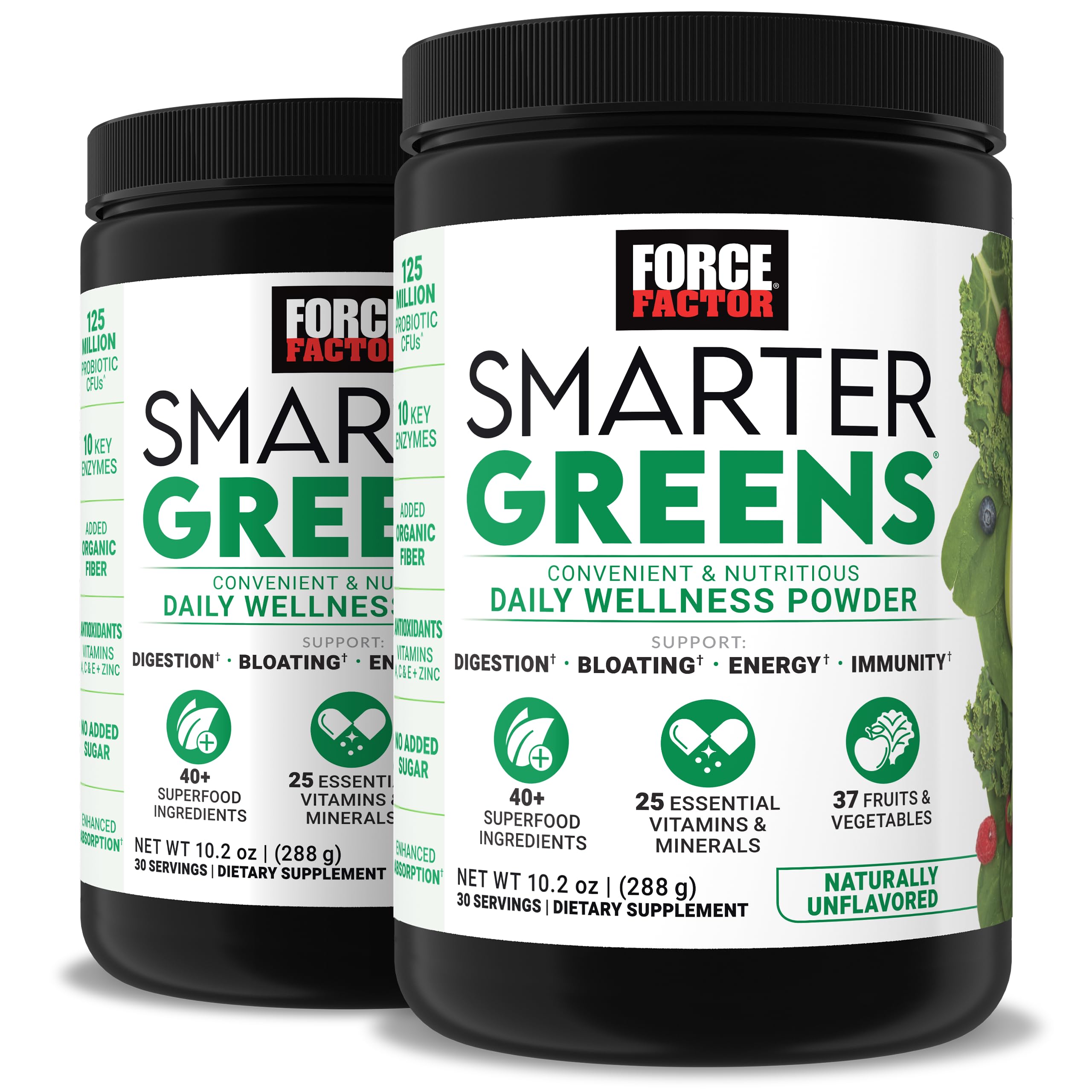 Force Factor Smarter Greens daily wellness powder tub for easy daily nutrition and energy support.