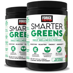 Force Factor Smarter Greens daily wellness powder tub for easy daily nutrition and energy support.