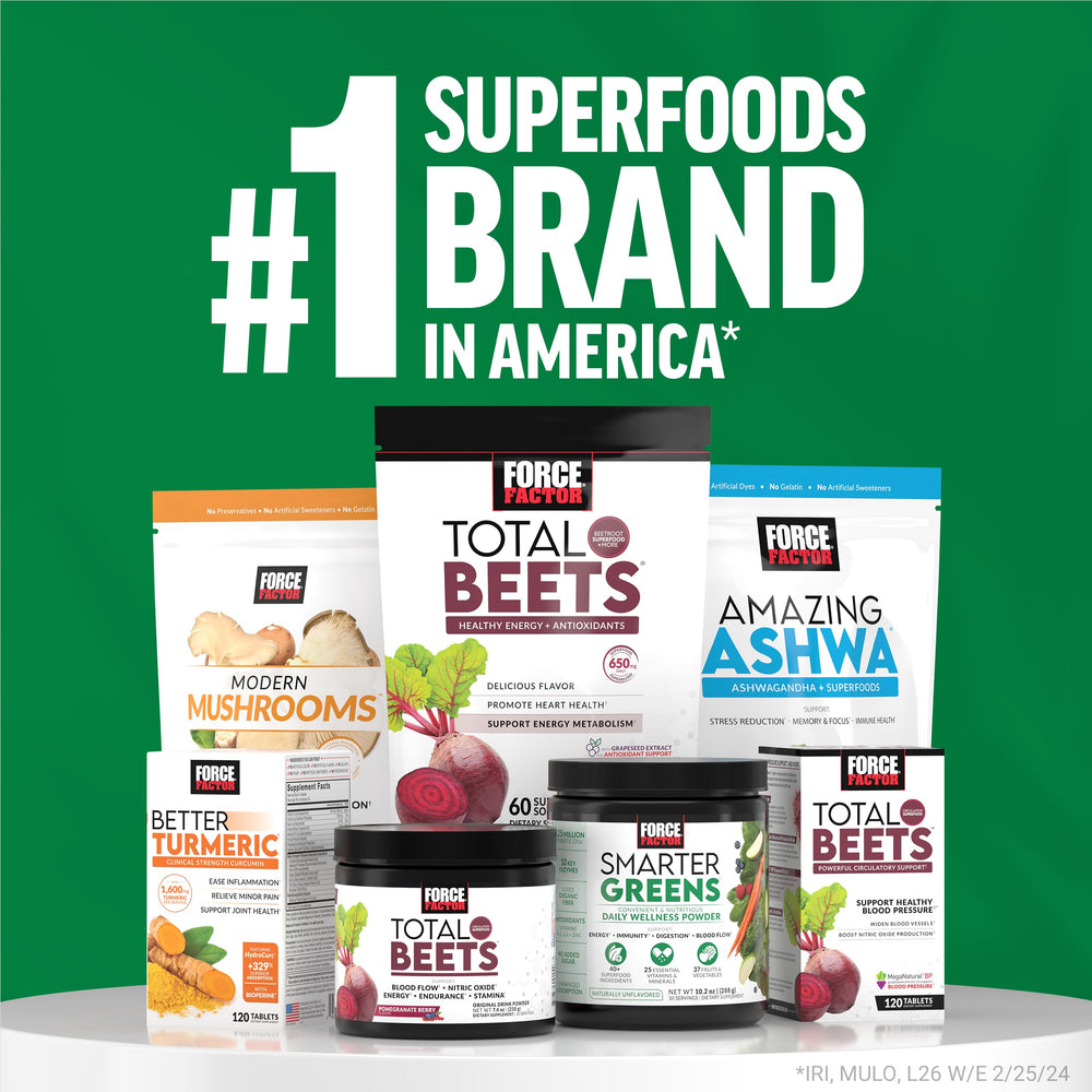 Ingredients chart featuring 40+ superfoods used in Force Factor Smarter Greens.