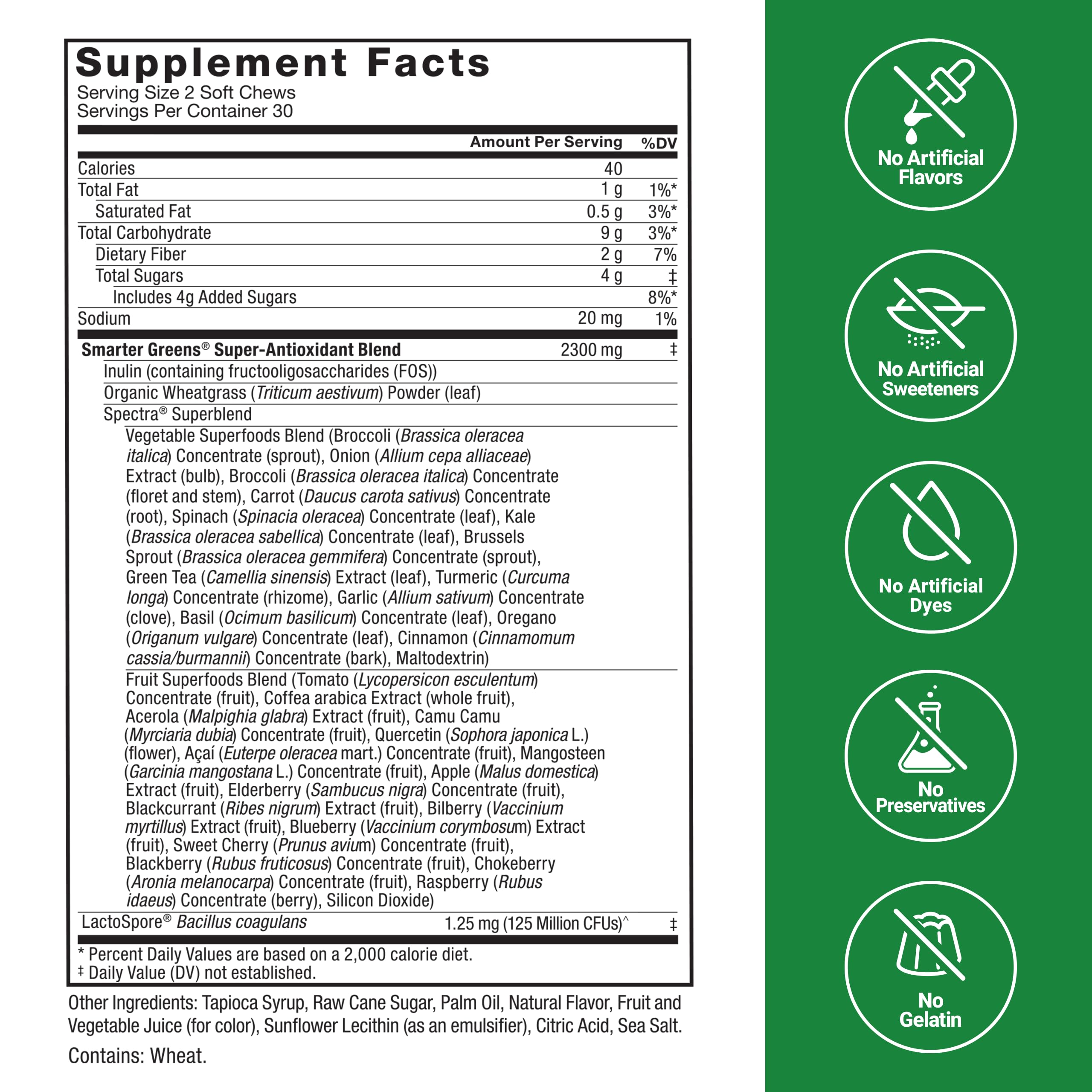 FORCE FACTOR Smarter Greens Soft Chews individual chew ready to enjoy