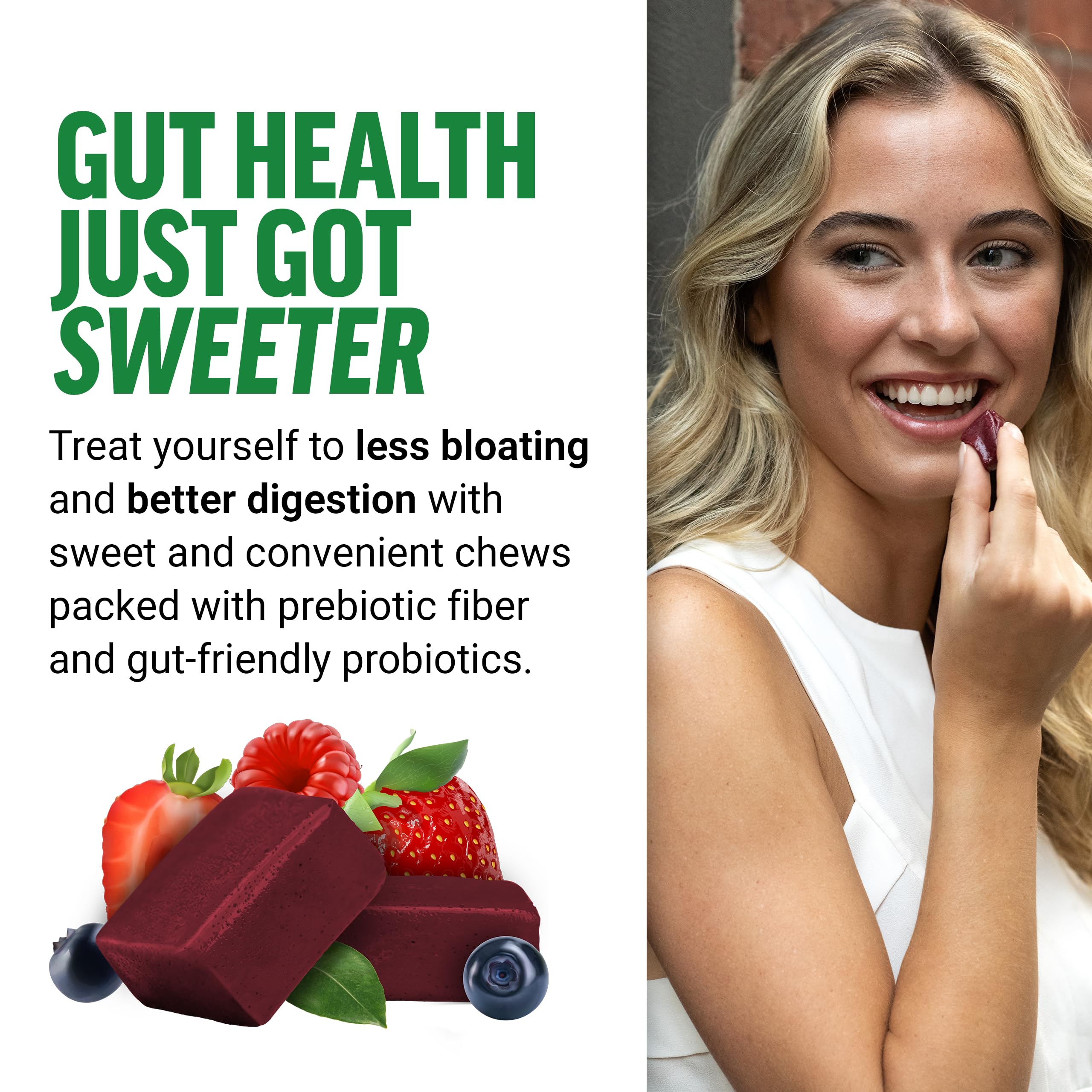 FORCE FACTOR Smarter Greens Soft Chews ingredients label details probiotics and fiber