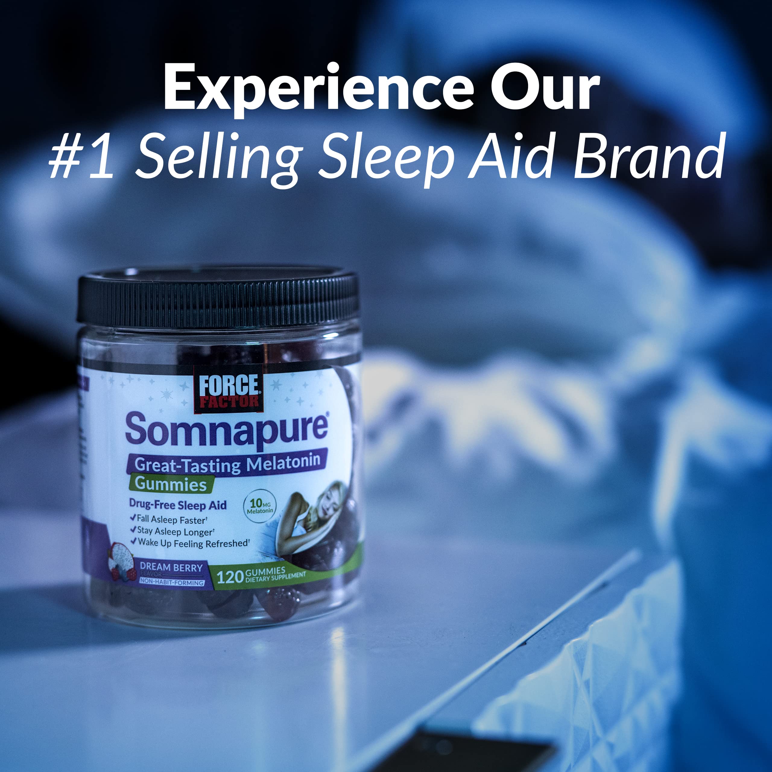 The Force Factor Somnapure Clinical Strength bottle shows the made-in-USA quality label.