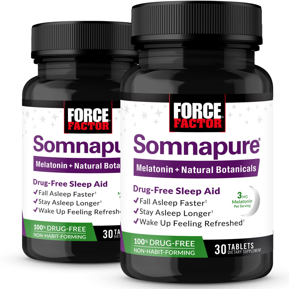 Force Factor Somnapure front label showing 60 tablets for natural sleep support