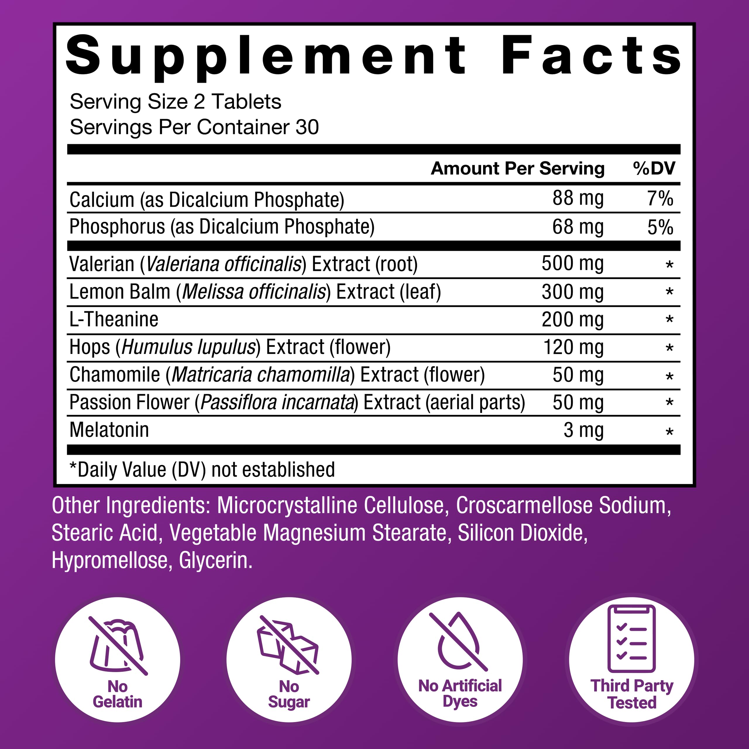 Valerian and L-theanine ingredients in Somnapure close-up.