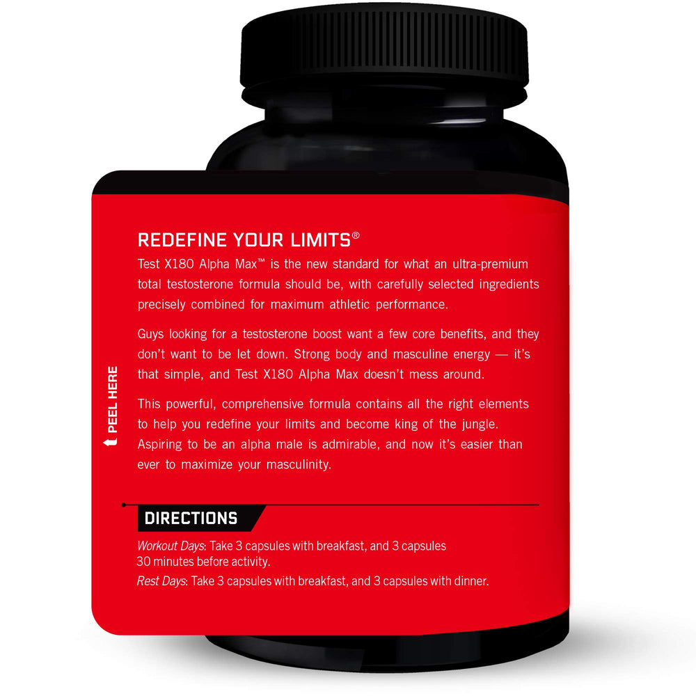 Force Factor Test X180 Alpha Max capsules-closeup reveals easy-to-swallow design for daily use