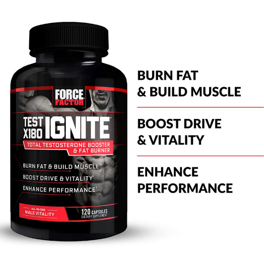Force Factor Test X180 Ignite bottle back with supplement details for training