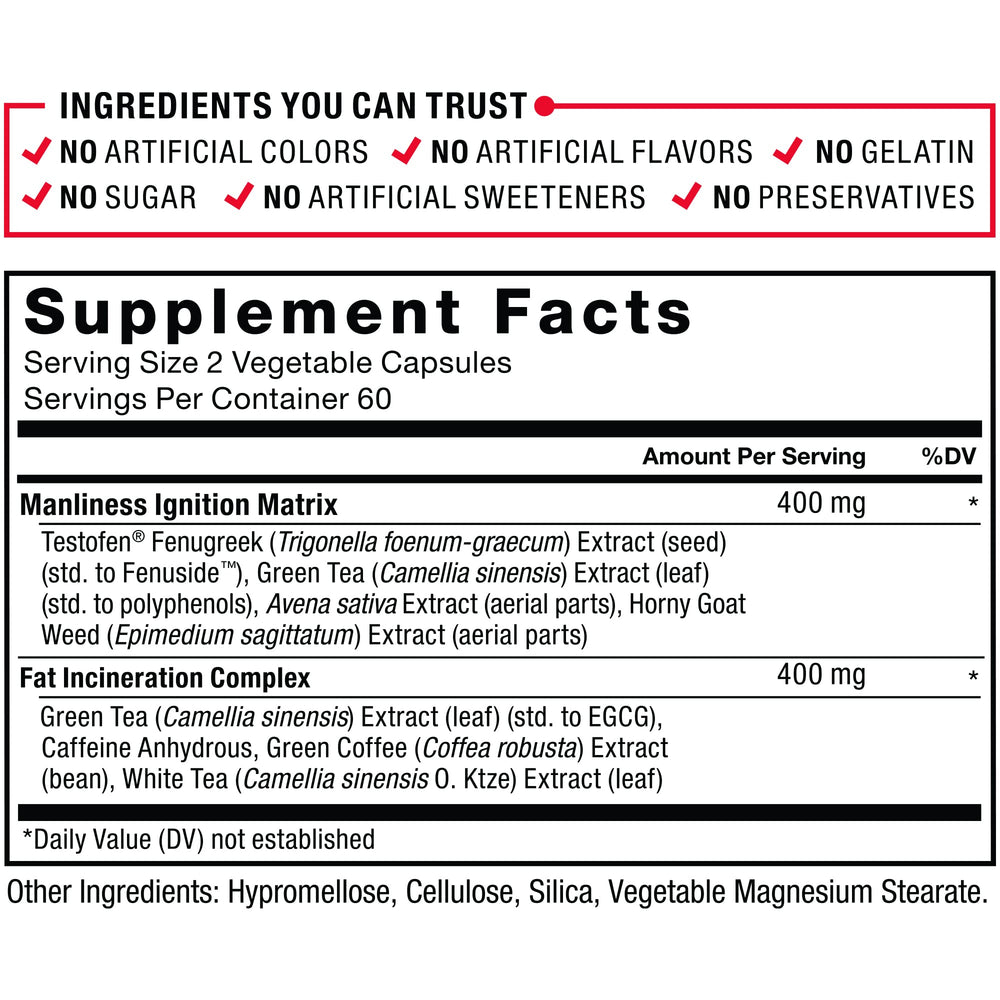 Testofen ingredient detail on Force Factor Test X180 Ignite for lean muscle support.