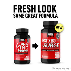 Force Factor Test X180 Surge label closeup showing key ingredients and suggested use