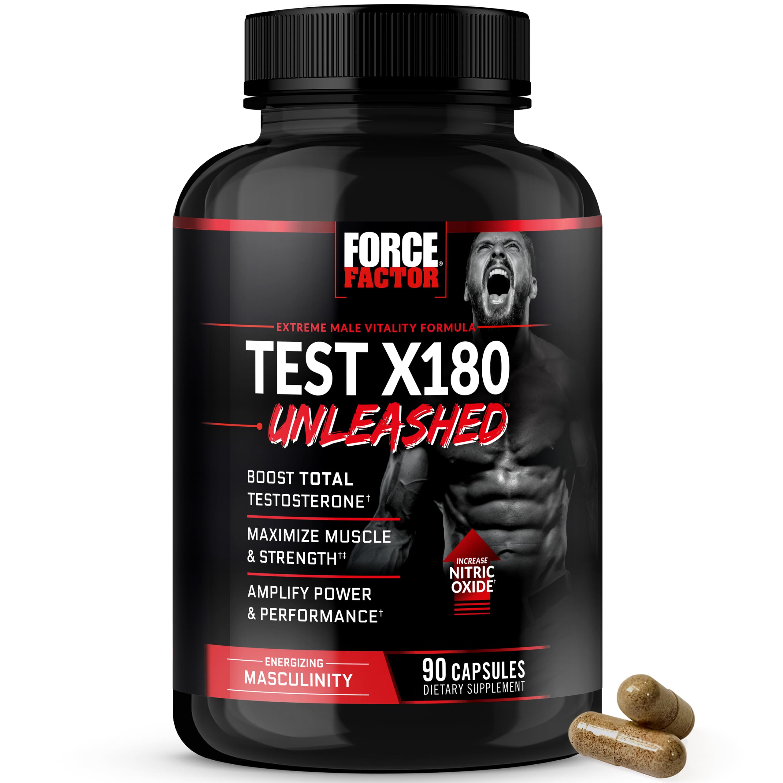 Force Factor Test X180 Unleashed bottle pour for daily workout energy