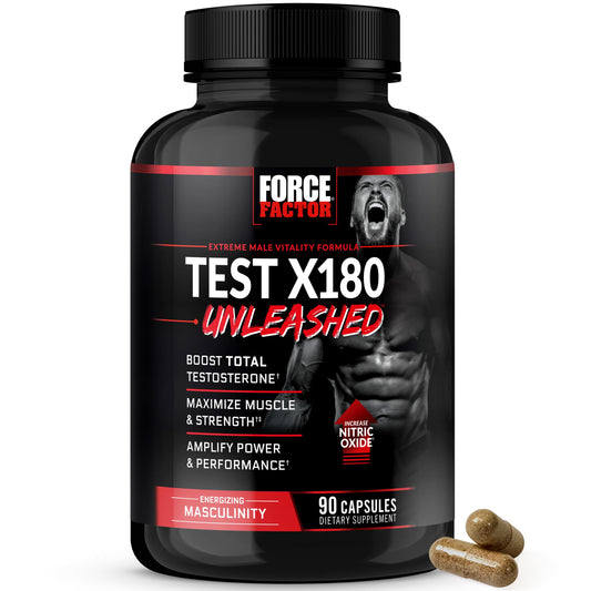 Force Factor Test X180 Unleashed bottle pour for daily workout energy