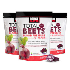 Force Factor Total Beets bottle front showing convenient heart-healthy chewables