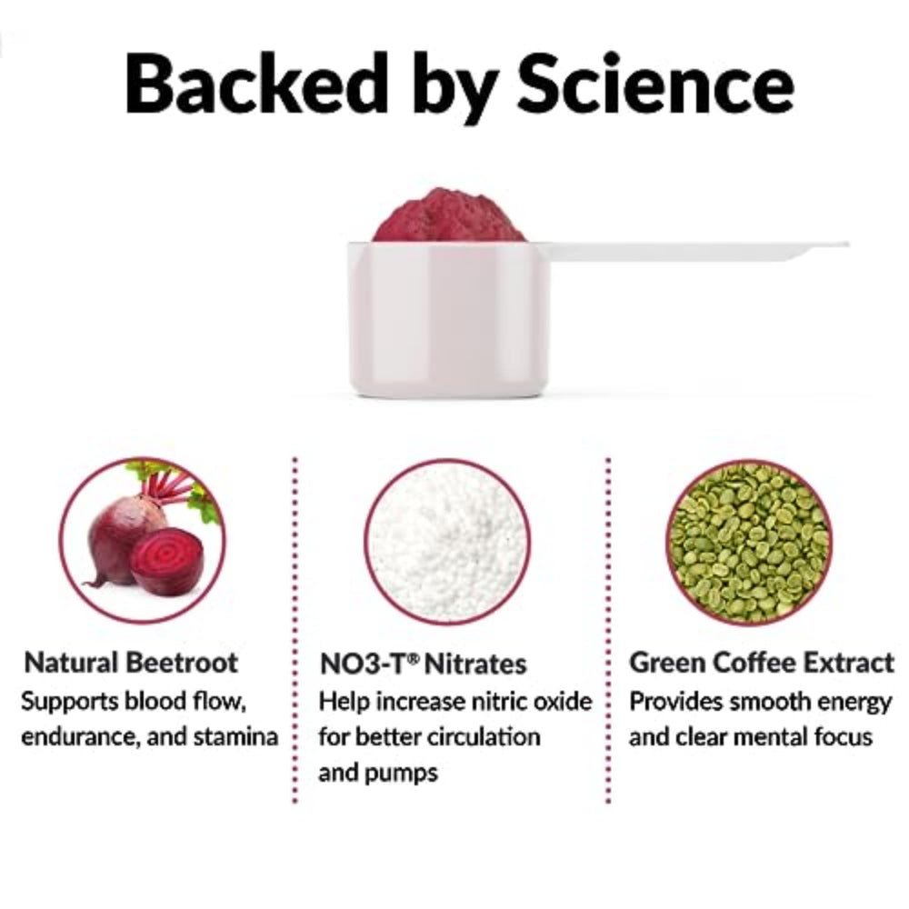 Force Factor Total Beets powder dissolving in water for an endurance boost