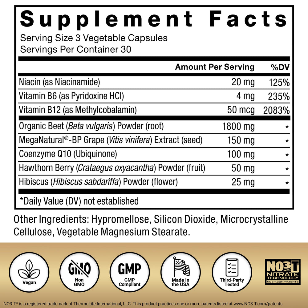 Force Factor Total Beets MegaNatural-BP grapeseed image indicates blood pressure support.