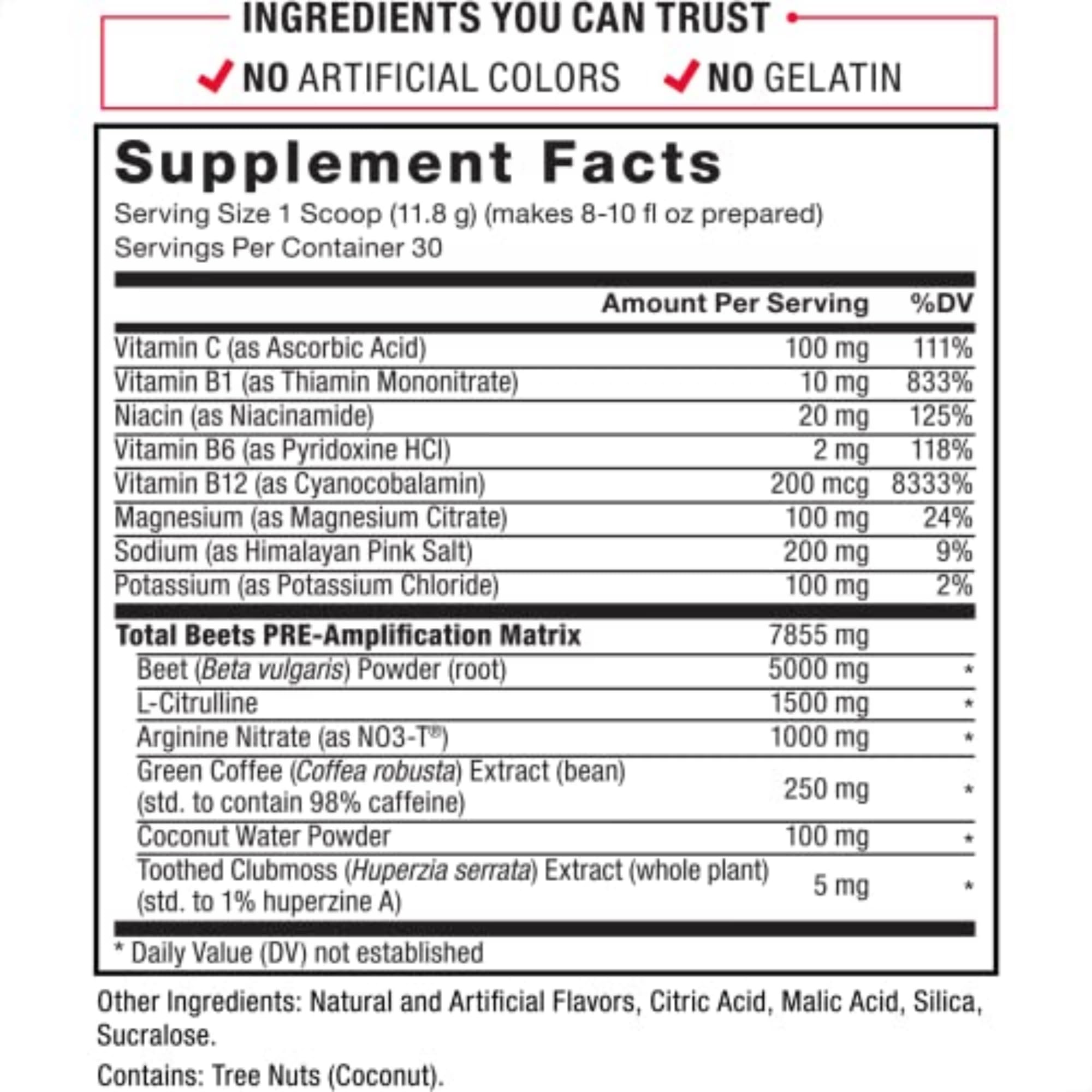 Product label detail showing NO3-T and L-citrulline ingredients